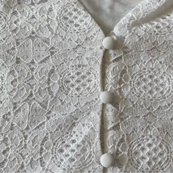 LOFT White Lace Button Down Shirt - Picture 3 of 5
